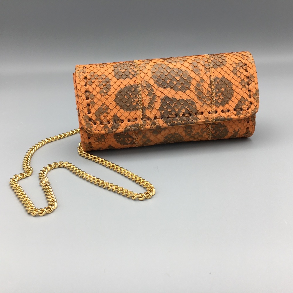 CARLOS FALCHI Python Clutch Orange Clutch NWOT